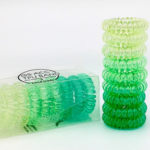 GGMarie Accessories - 3/$20 Green Coil Hair Ties & Ring